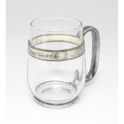 1070A - WITHDRAWN FROM AUCTION - Apologies for any inconvenience. Rowing Interest: A 19thC glass tankard wit... 