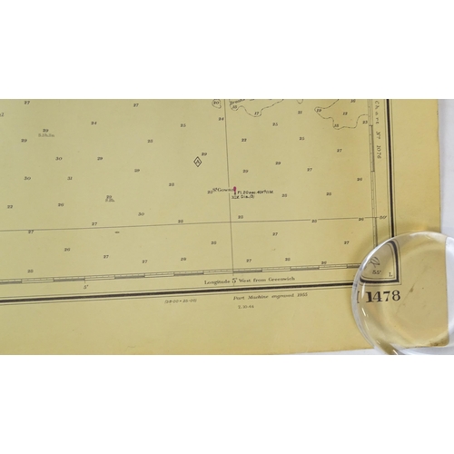 2113 - Three mid 20thC Hydrographic Office maritime navigational charts for Wales - South Coast, comprising... 