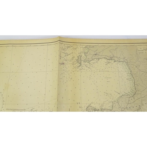 2113 - Three mid 20thC Hydrographic Office maritime navigational charts for Wales - South Coast, comprising... 