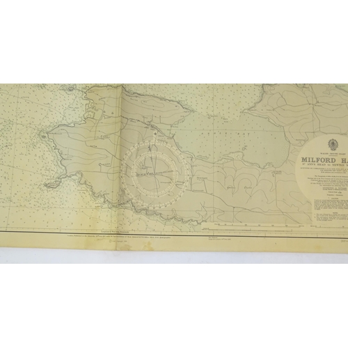 2113 - Three mid 20thC Hydrographic Office maritime navigational charts for Wales - South Coast, comprising... 