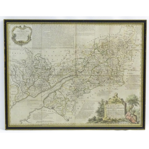 2111 - Map: An 18thC map of Gloucestershire with hand colouring, titled An Accurate Map of the Counties of ... 