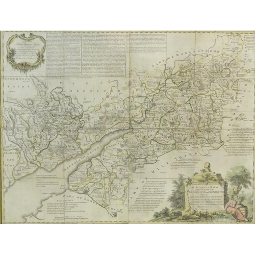 2111 - Map: An 18thC map of Gloucestershire with hand colouring, titled An Accurate Map of the Counties of ... 