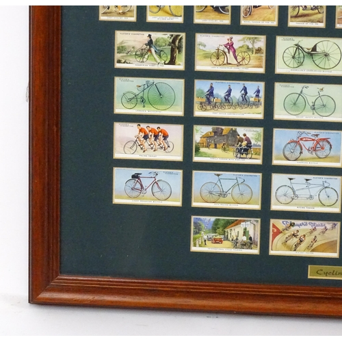 2150 - A quantity of Players & Sons cigarette cards from the Cycling series, framed. Together with a quanti... 