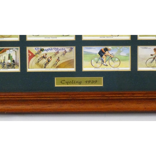 2150 - A quantity of Players & Sons cigarette cards from the Cycling series, framed. Together with a quanti... 