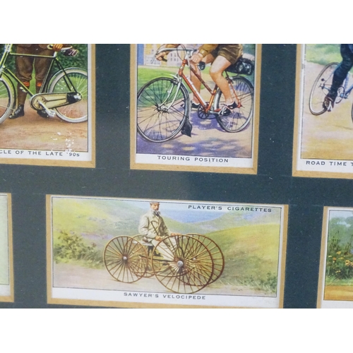 2150 - A quantity of Players & Sons cigarette cards from the Cycling series, framed. Together with a quanti... 