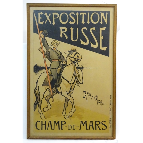 2151 - An advertising poster for Exposition Russe at Champ de Mars, Paris, featuring by Caran d'Ache depict... 