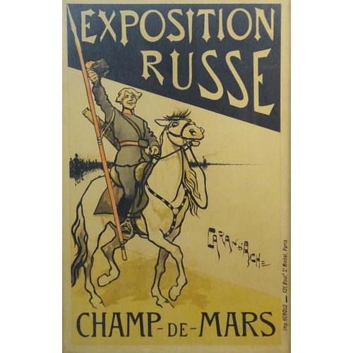 2151 - An advertising poster for Exposition Russe at Champ de Mars, Paris, featuring by Caran d'Ache depict... 