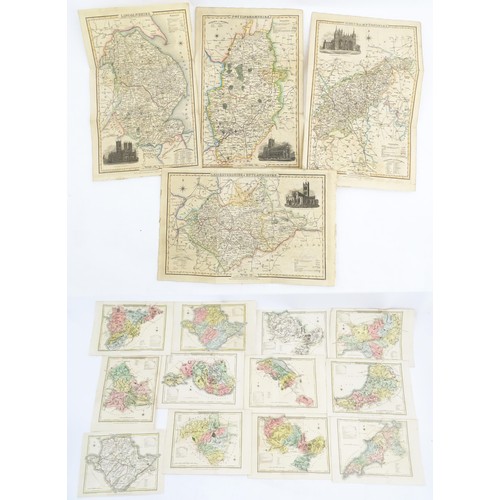 2116 - Maps: A quantity of assorted engraved and hand coloured maps to include Northamptonshire, Nottingham... 