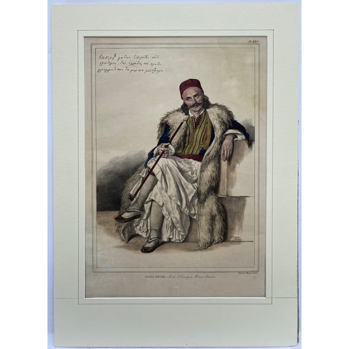 1937 - Louis Dupre (1789-1837), Original lithograph hand coloured with watercolour, Titled Vasili Gouda Aid... 