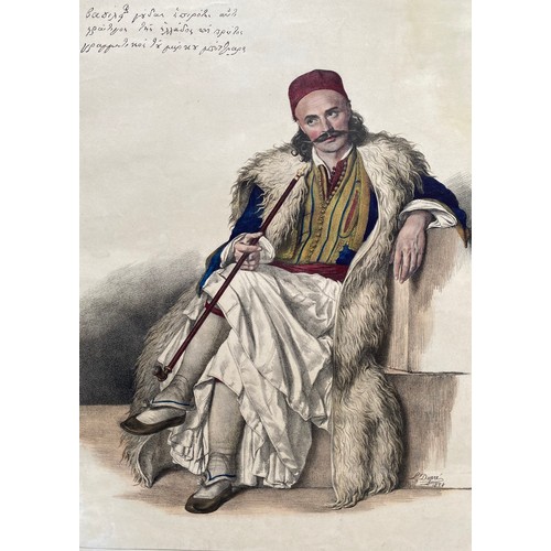 1937 - Louis Dupre (1789-1837), Original lithograph hand coloured with watercolour, Titled Vasili Gouda Aid... 