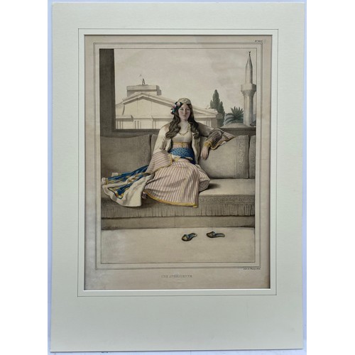 1938 - Louis Dupre (1789-1837), Original lithograph hand coloured with watercolour, Titled Une Athenienne /... 