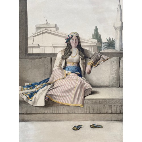 1938 - Louis Dupre (1789-1837), Original lithograph hand coloured with watercolour, Titled Une Athenienne /... 