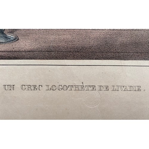 1939 - Louis Dupre (1789-1837), Original lithograph hand coloured with watercolour, Titled Un Grec Logothet... 