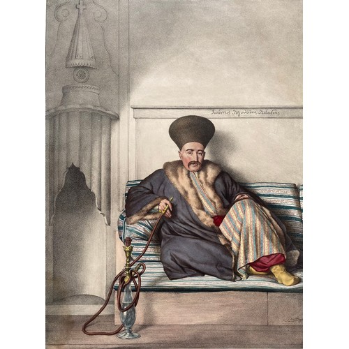 1939 - Louis Dupre (1789-1837), Original lithograph hand coloured with watercolour, Titled Un Grec Logothet... 