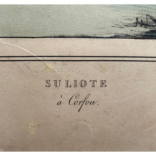 1941 - Louis Dupre (1789-1837), Original lithograph hand coloured with watercolour, Titled Suliote a Corfou... 