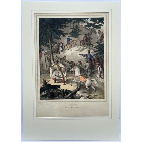 1942 - Louis Dupre (1789-1837), Original lithograph hand coloured with watercolour, Titled Le Pinide, Trave... 