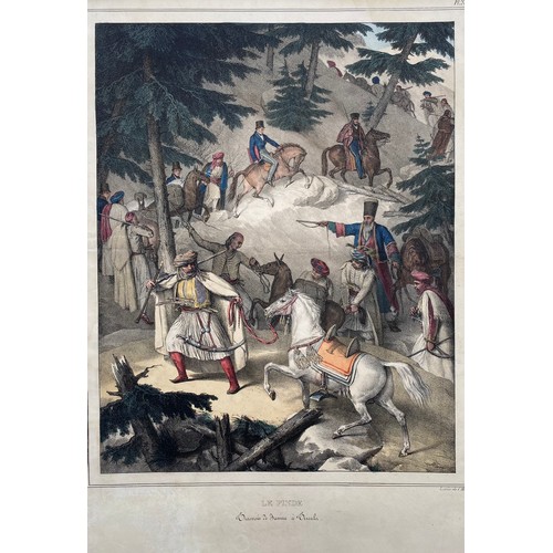 1942 - Louis Dupre (1789-1837), Original lithograph hand coloured with watercolour, Titled Le Pinide, Trave... 