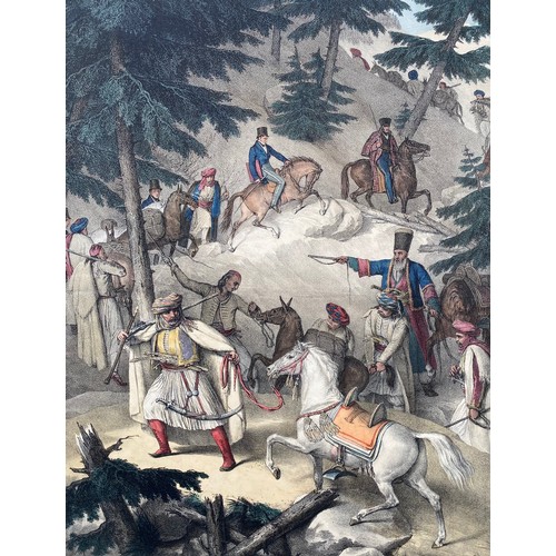 1942 - Louis Dupre (1789-1837), Original lithograph hand coloured with watercolour, Titled Le Pinide, Trave... 