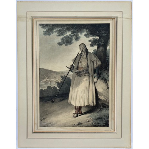 1943 - Louis Dupre (1789-1837), Original lithograph hand coloured with watercolour, Un Grec de Janina / A G... 