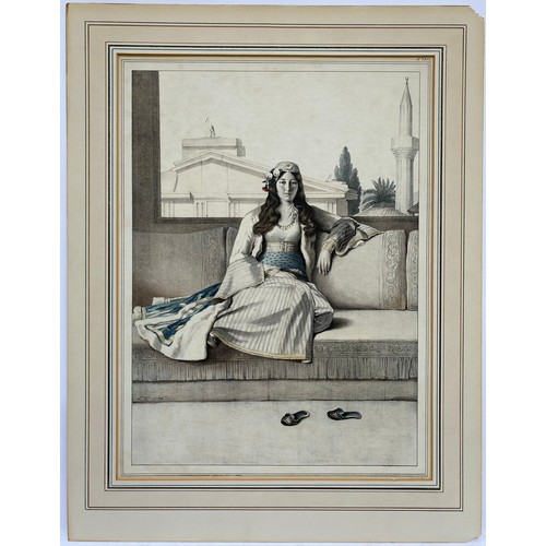 1944 - Louis Dupre (1789-1837), Original lithograph hand coloured with watercolour, Une Athenienne / An Ath... 