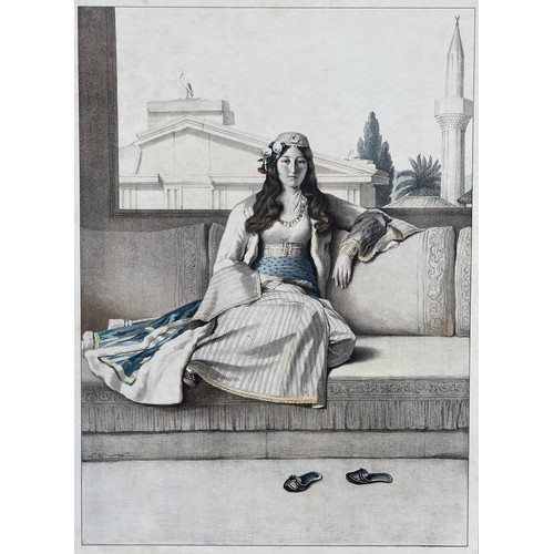 1944 - Louis Dupre (1789-1837), Original lithograph hand coloured with watercolour, Une Athenienne / An Ath... 