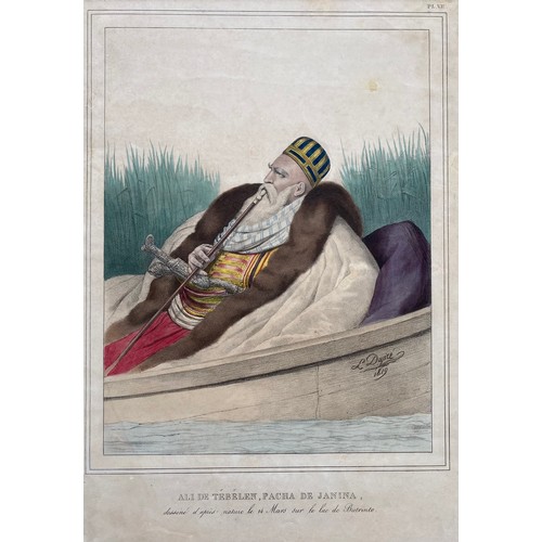 1945 - Louis Dupre (1789-1837), Original lithograph hand coloured with watercolour, Titled Ali de Tebelen, ... 