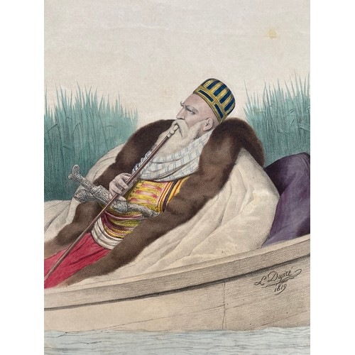 1945 - Louis Dupre (1789-1837), Original lithograph hand coloured with watercolour, Titled Ali de Tebelen, ... 