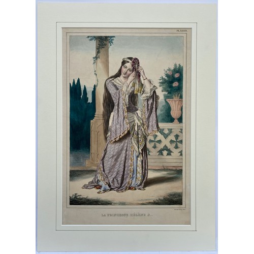 1947 - Louis Dupre (1789-1837), Original lithograph hand coloured with watercolour, Titled La Princesse Hel... 