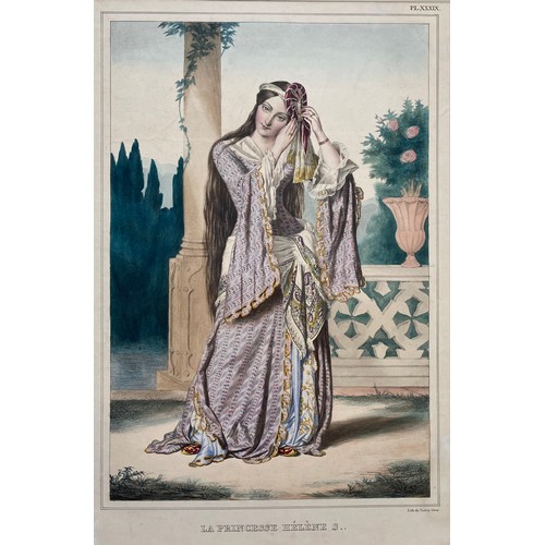 1947 - Louis Dupre (1789-1837), Original lithograph hand coloured with watercolour, Titled La Princesse Hel... 