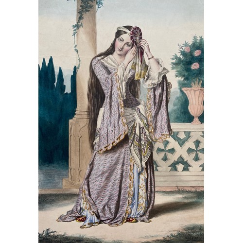 1947 - Louis Dupre (1789-1837), Original lithograph hand coloured with watercolour, Titled La Princesse Hel... 