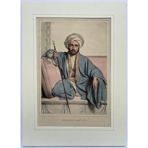 1950 - Louis Dupre (1789-1837), Original lithograph hand coloured with watercolour, Titled Bilesikdji Armen... 