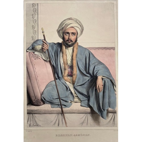 1950 - Louis Dupre (1789-1837), Original lithograph hand coloured with watercolour, Titled Bilesikdji Armen... 