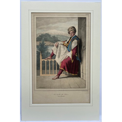 1951 - Louis Dupre (1789-1837), Original lithograph hand coloured with watercolour, Titled Une Page de Veli... 