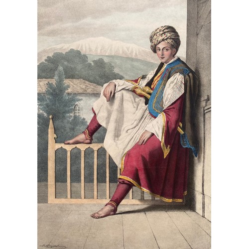 1951 - Louis Dupre (1789-1837), Original lithograph hand coloured with watercolour, Titled Une Page de Veli... 