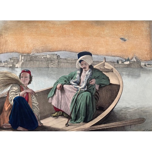 1953 - Louis Dupre (1789-1837), Original lithograph hand coloured with watercolour, Titled Le Palais et la ... 