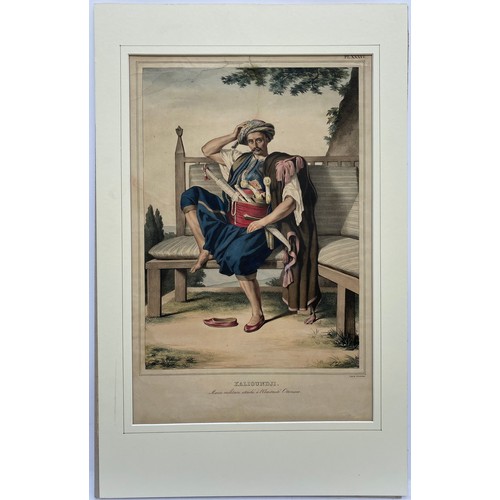 1955 - Louis Dupre (1789-1837), Original lithograph hand coloured with watercolour, Titled Kalioundji - Mar... 