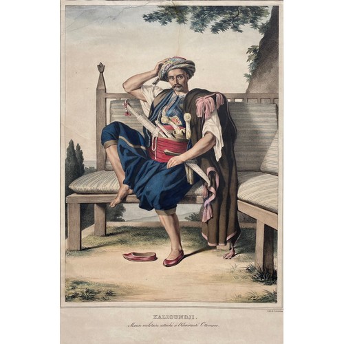 1955 - Louis Dupre (1789-1837), Original lithograph hand coloured with watercolour, Titled Kalioundji - Mar... 