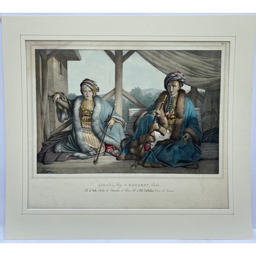 1956 - Louis Dupre (1789-1837), Original lithograph hand coloured with watercolour, Titled Ismael, Bey et M... 