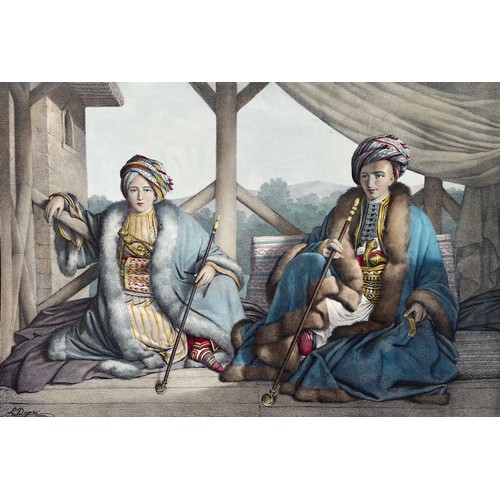 1956 - Louis Dupre (1789-1837), Original lithograph hand coloured with watercolour, Titled Ismael, Bey et M... 