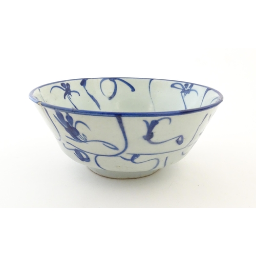 29 - A Chinese blue and white Tek Sing Cargo bowl decorated in the lotus pattern. Approx. 2 3/4