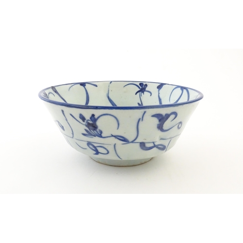 29 - A Chinese blue and white Tek Sing Cargo bowl decorated in the lotus pattern. Approx. 2 3/4