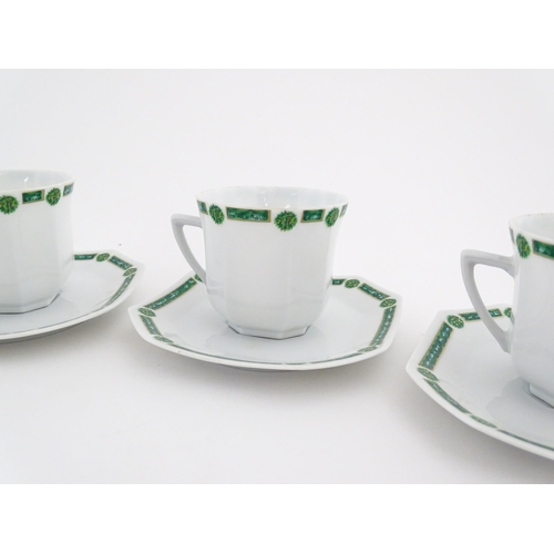 113 - A quantity of French Limoges Philippe Deshoulieres tea / coffee wares comprising six cups and saucer... 