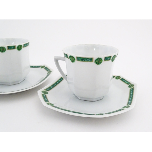 113 - A quantity of French Limoges Philippe Deshoulieres tea / coffee wares comprising six cups and saucer... 