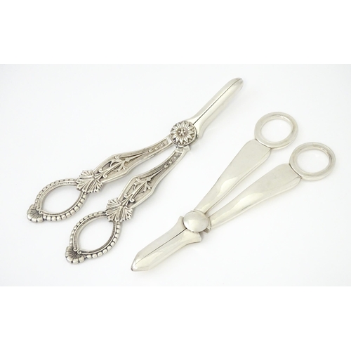 347 - Two silver plate grape scissors / shears. Approx 6 1/2