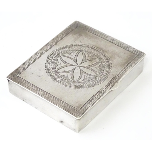 354 - A white metal box with hinged lid. Approx. 3 1/4