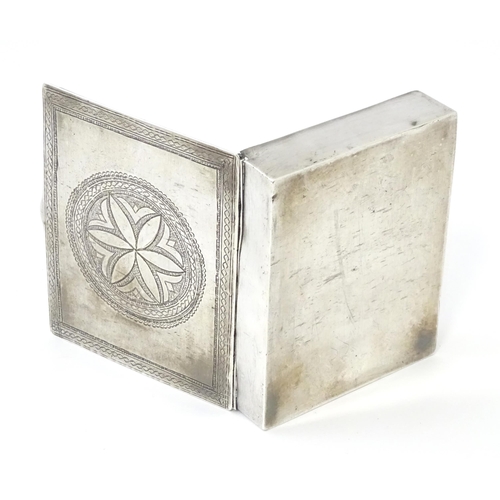 354 - A white metal box with hinged lid. Approx. 3 1/4