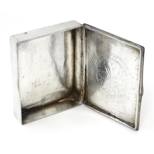 354 - A white metal box with hinged lid. Approx. 3 1/4