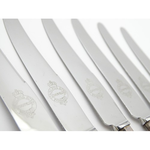 491 - A cased set of six silver handled tea knives, hallmarked Sheffield 1961, maker Harrison Brothers. Ca... 