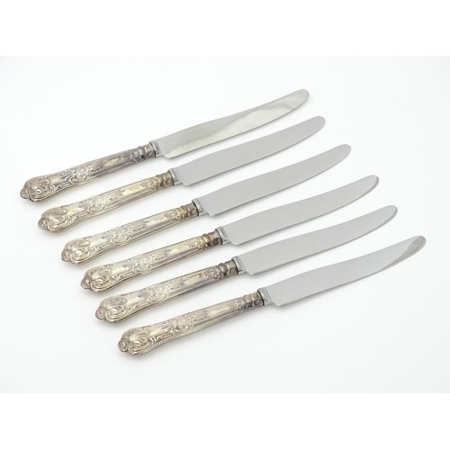 491 - A cased set of six silver handled tea knives, hallmarked Sheffield 1961, maker Harrison Brothers. Ca... 