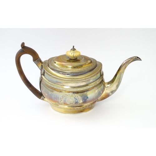 258 - A Geo III silver teapot hallmarked London 1801, maker Soloman Hougham. Approx. 6 3/4